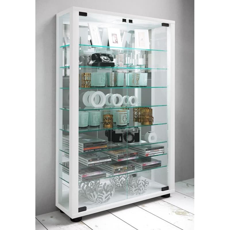 Stojaca vitrína Lumo Mini so zrkadlom vrátane osvetlenia LED, biela 1