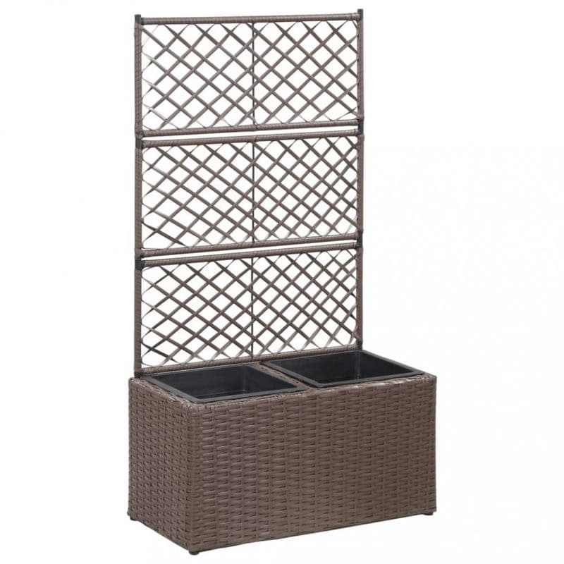 Truhlík trelážou a 2 kvetináči 58x30x107 cm polyratan Dekorhome