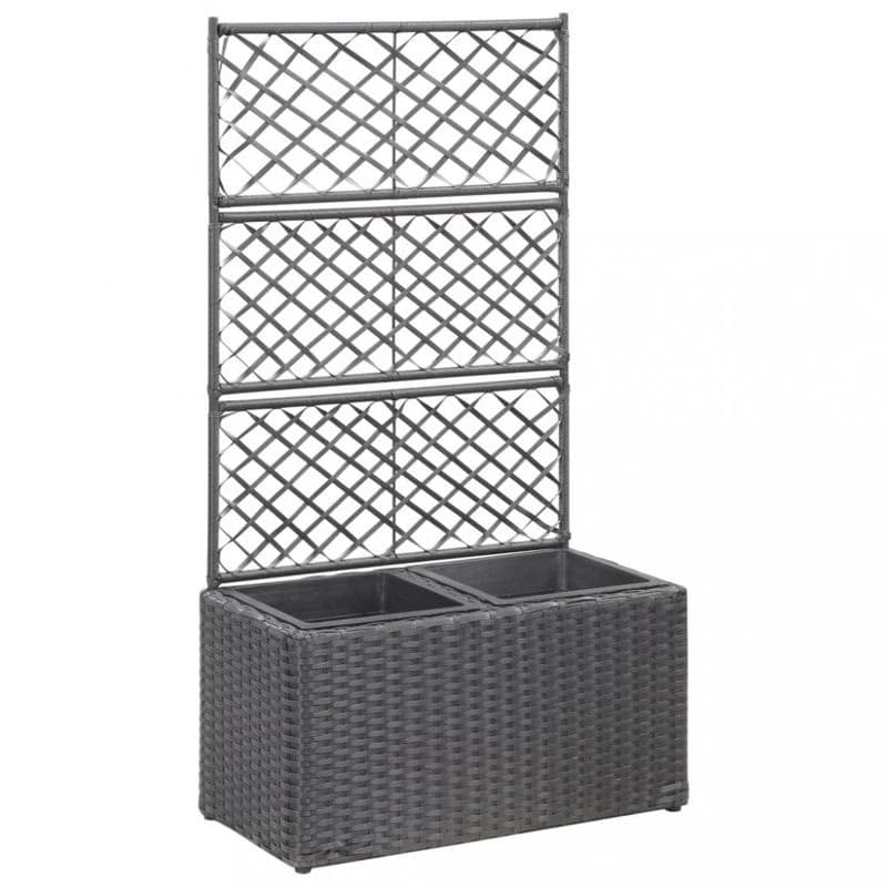Truhlík trelážou a 2 kvetináči 58x30x107 cm polyratan Dekorhome 2