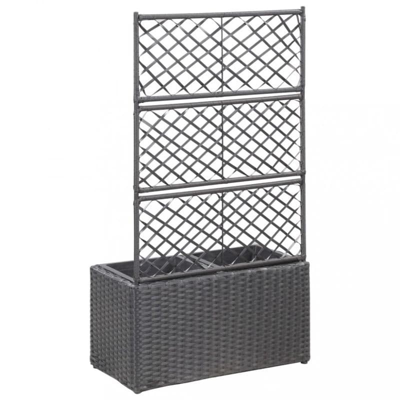 Truhlík trelážou a 2 kvetináči 58x30x107 cm polyratan Dekorhome 4