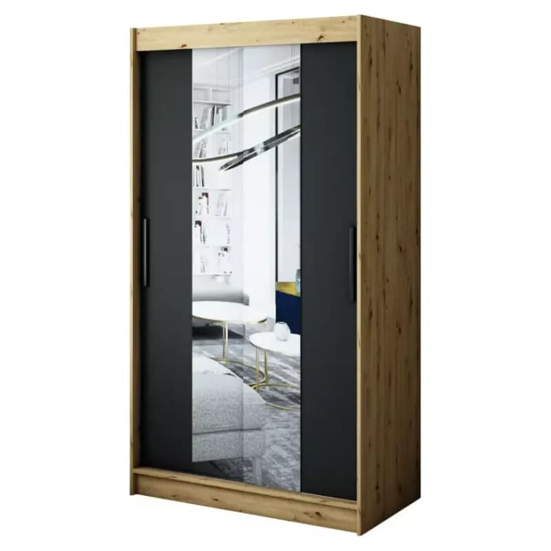 Skriňa Halifax T1 120 Dub Artisan/čierna/Zrkadlo 1