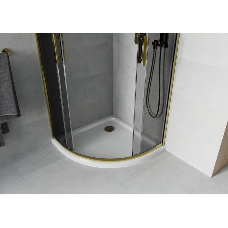 MEXEN/S - Rio sprchovací kút štvrťkruh 80x80, grafit, zlatá + biela vanička so sifónom 863-080-080-50-40-4110G 5