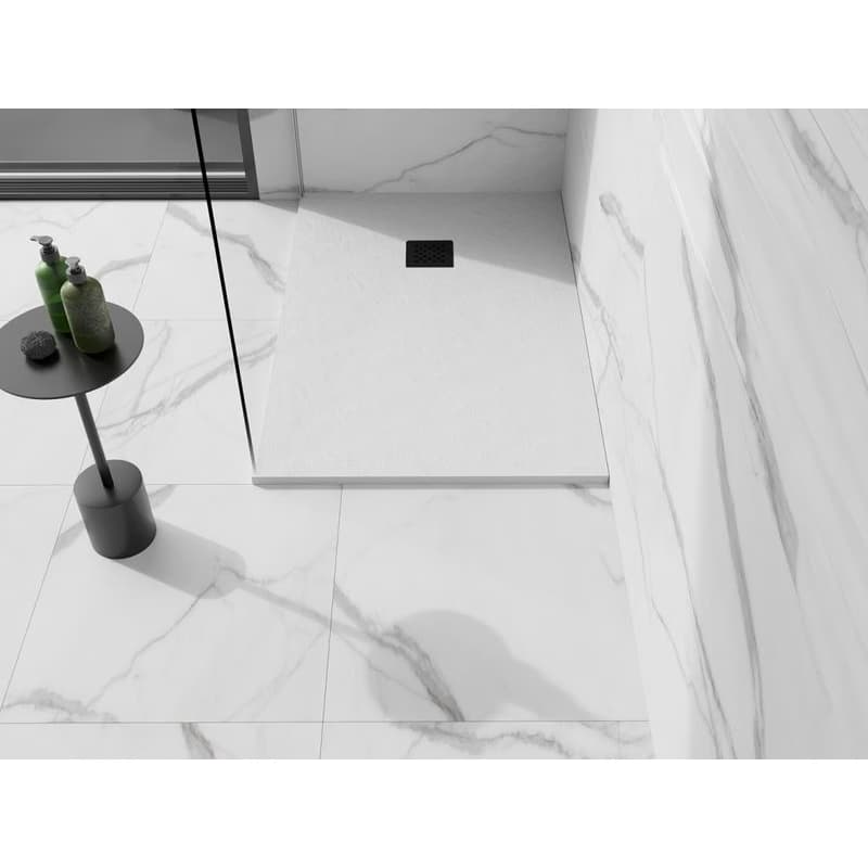 MEXEN/S - Stone+ obdĺžniková sprchová vanička 140 x 100, biela, mriežka čierna 44101014-B 6