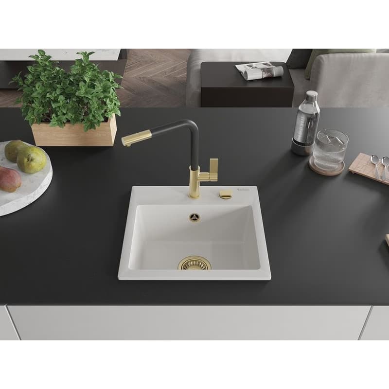 MEXEN/S MEXEN/S - Milo granitový drez 1-miska vrátane batérie Flora, biela 6505-20-670401-57-G 3