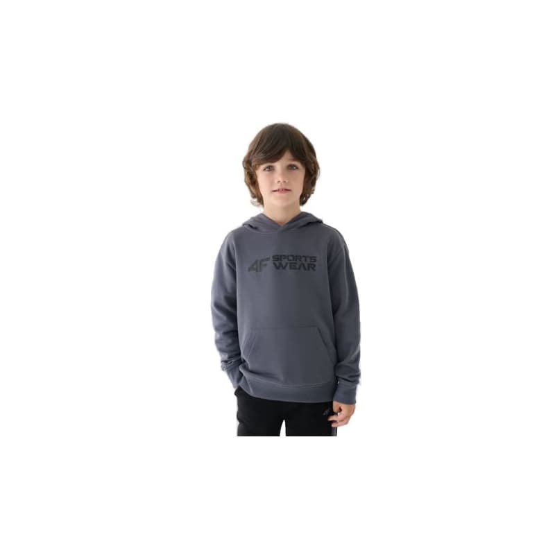 Chlapčenská mikina s kapucňou 4F JUNIOR SWEATSHIRT-JWAW24TSWSM1223-20S-DEEP BLACK