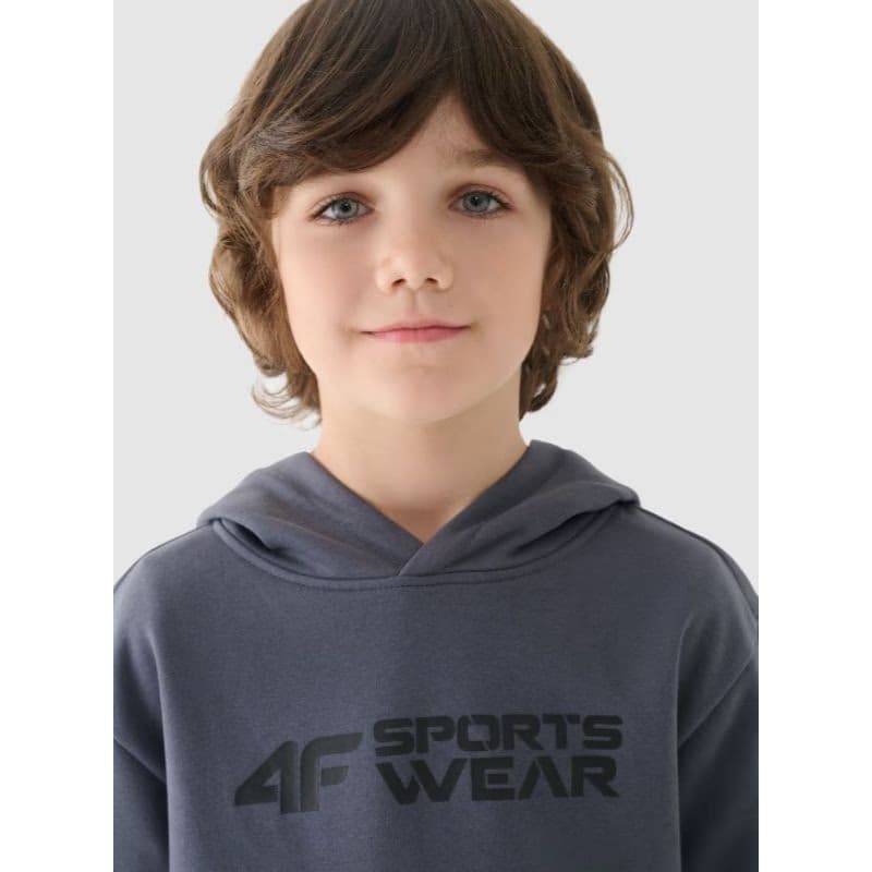 Chlapčenská mikina s kapucňou 4F JUNIOR SWEATSHIRT-JWAW24TSWSM1223-20S-DEEP BLACK 2