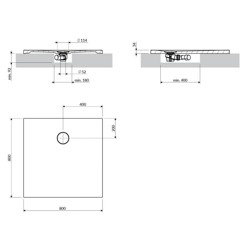 OMNIRES - Sprchová vanička AQUAROCK kompozit, protišmyková, štvorcová 80 x 80 cm, biela mat AQUAROCK80-KBM 4