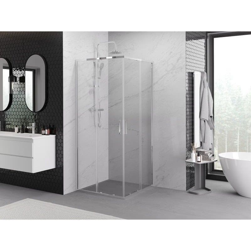 MEXEN/S - Exo štvorcový posuvný sprchovací kút 80 x 80, transparent, chróm 8111-080-080-01-00 2