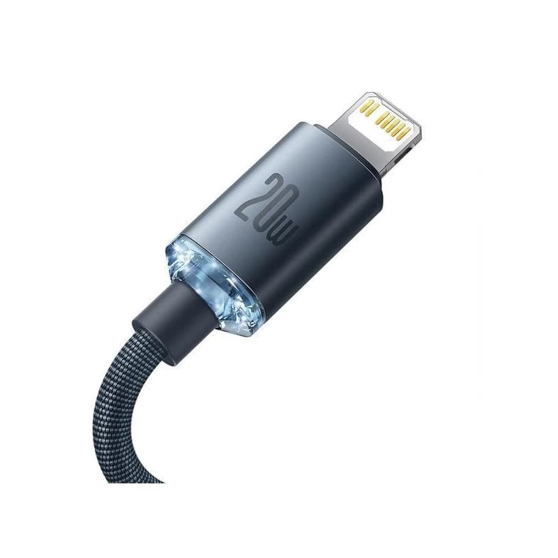 Baseus Crystal Shine Series nabíjací, dátový kábel USB-C Lightning 20W 1, 2m, čierna 5