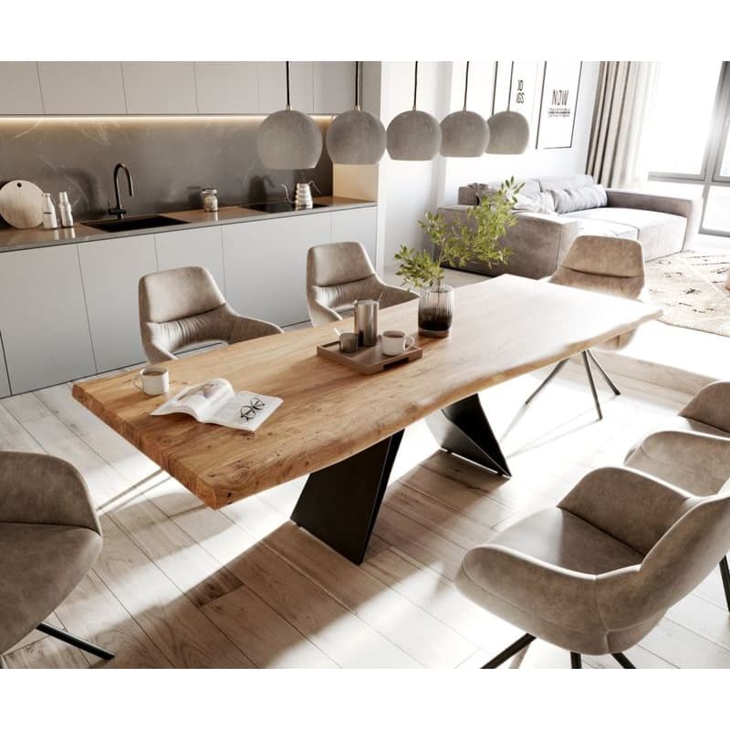 Jedálenský stôl Edge 260x100 XL akácia prírodná podstava v tvare