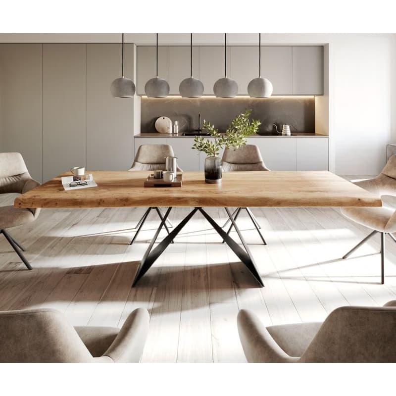 Jedálenský stôl Edge 260x100 XL akácia prírodná podstava v tvare 2