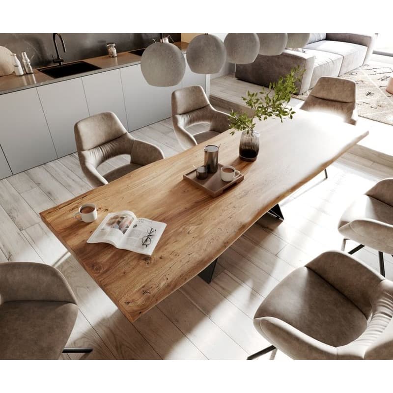 Jedálenský stôl Edge 260x100 XL akácia prírodná podstava v tvare 4