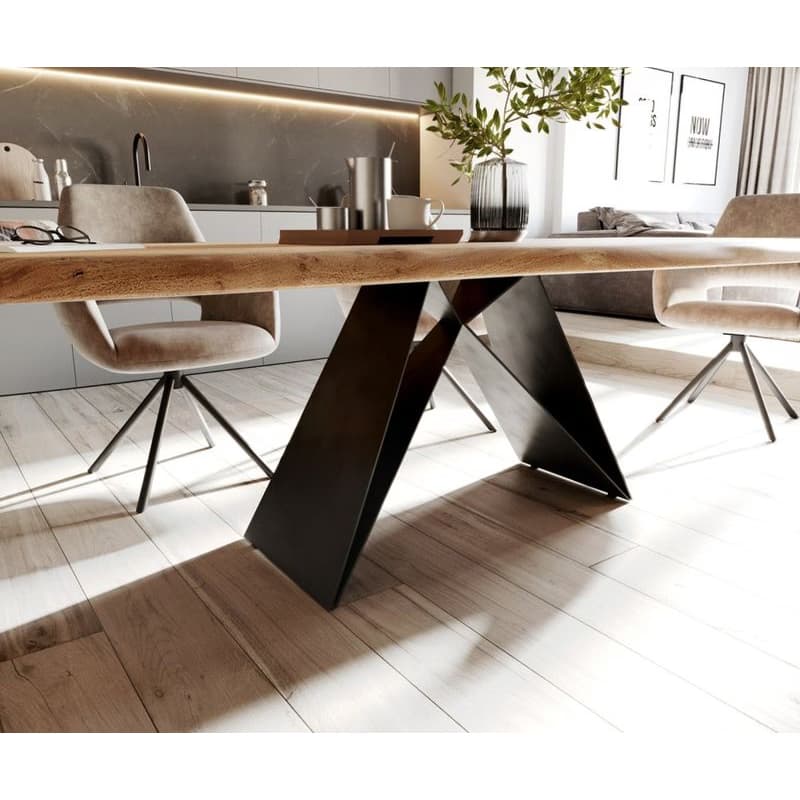 Jedálenský stôl Edge 260x100 XL akácia prírodná podstava v tvare 5