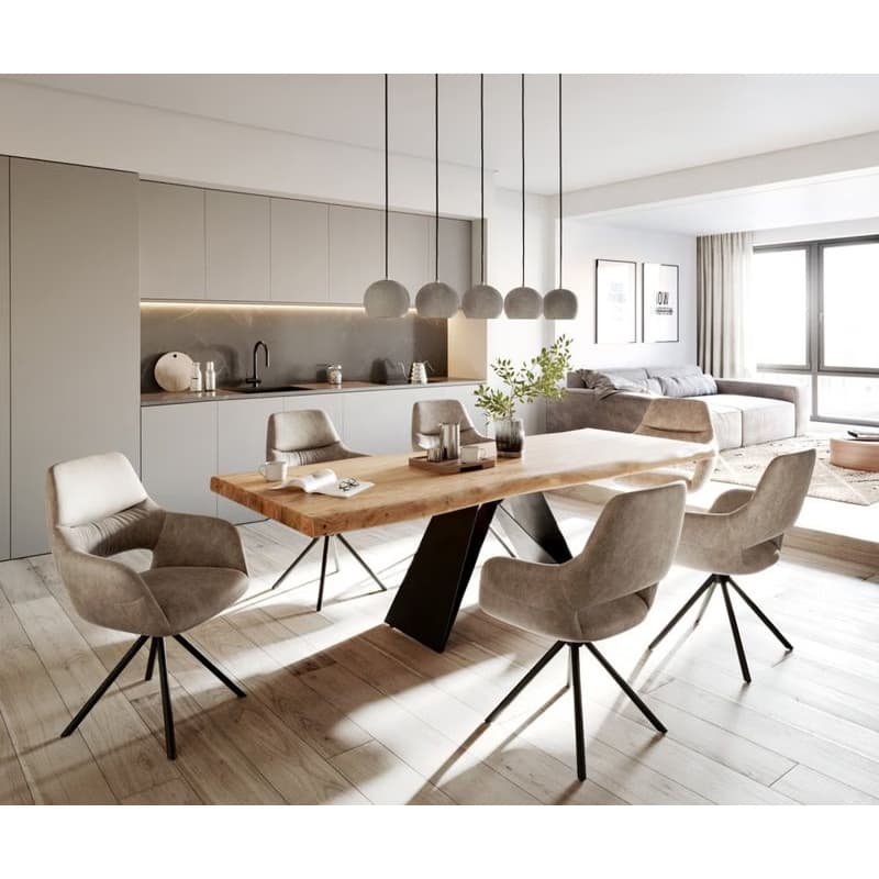 Jedálenský stôl Edge 260x100 XL akácia prírodná podstava v tvare 6