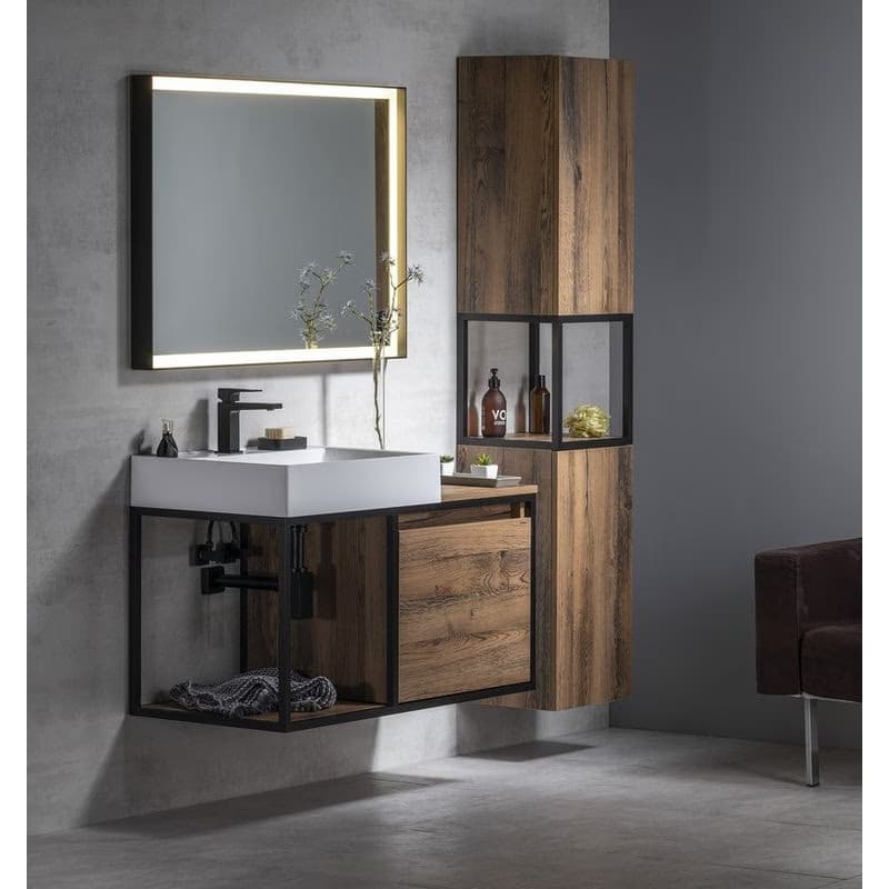 SAPHO - SORT zrkadlo s LED osvetlením 100x70cm, čierna mat ST100 5