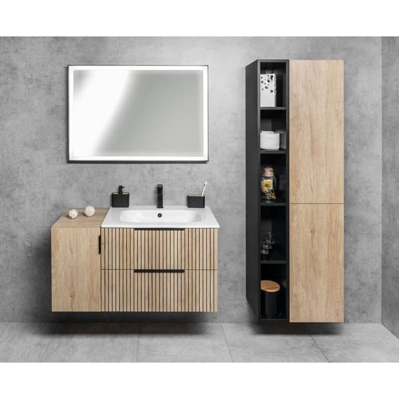 SAPHO - SORT zrkadlo s LED osvetlením 100x70cm, čierna mat ST100 6