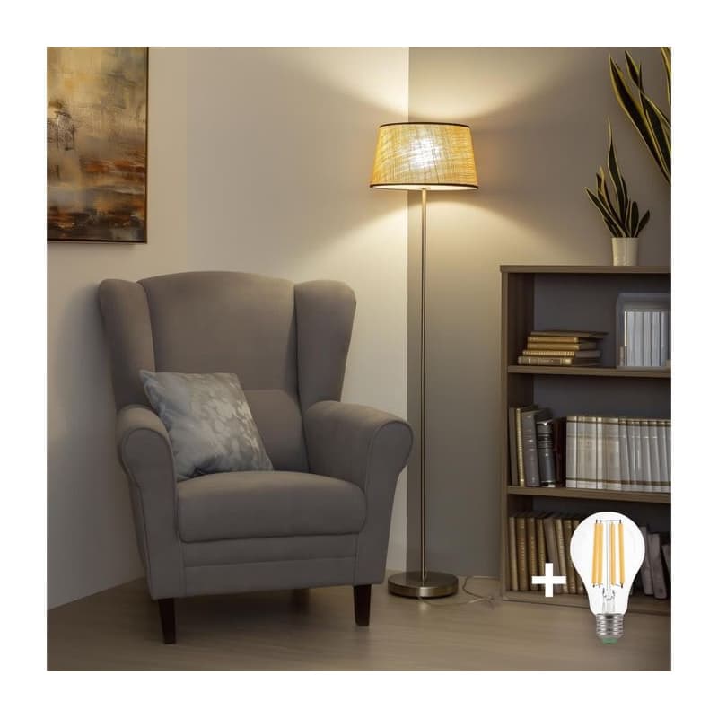 Brilagi - LED stojacia lampa CERIA 1xE27/40W/230V pr. 35 cm béžová/matný chróm EG300183+EG781083 1