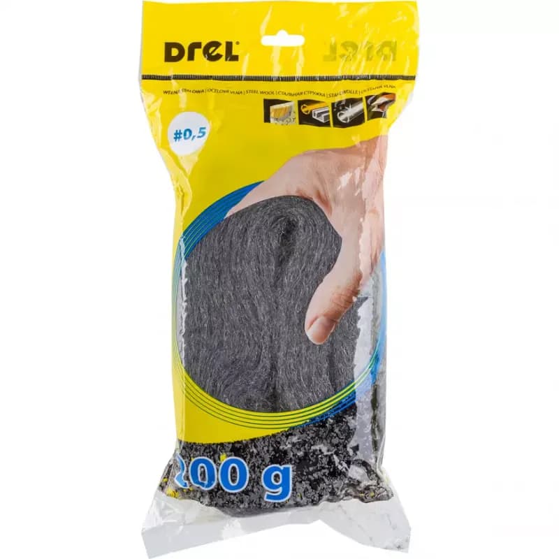 Oceľová brúsna vlna, P 0,5, 200 g, Drel 1