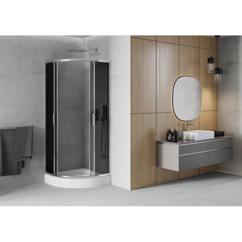 MEXEN/S - Rio štvrťkruhový sprchovací kút 80 x 80, grafit, chróm + vanička Rio 863-080-080-01-40-4710 3