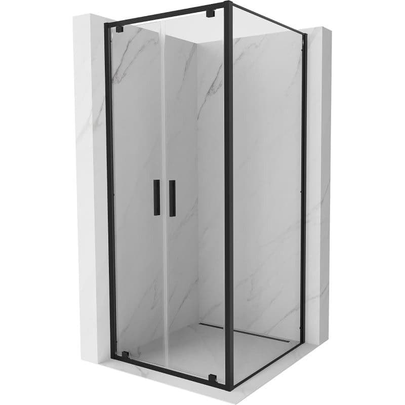MEXEN/S - Exo sprchovací kút dvere krídlové 80 x 80, transparent, čierna 8182-080-080-70-00