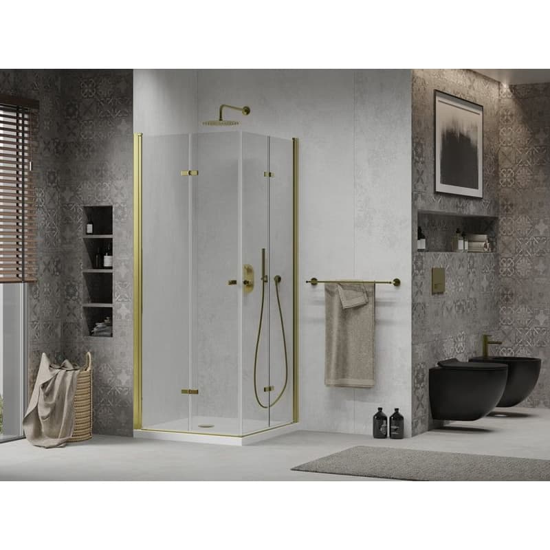 MEXEN/S - Lima Duo sprchovací kút 70x70, transparent, zlatá + vanička so sifónom 856-070-070-50-02-4010G 2