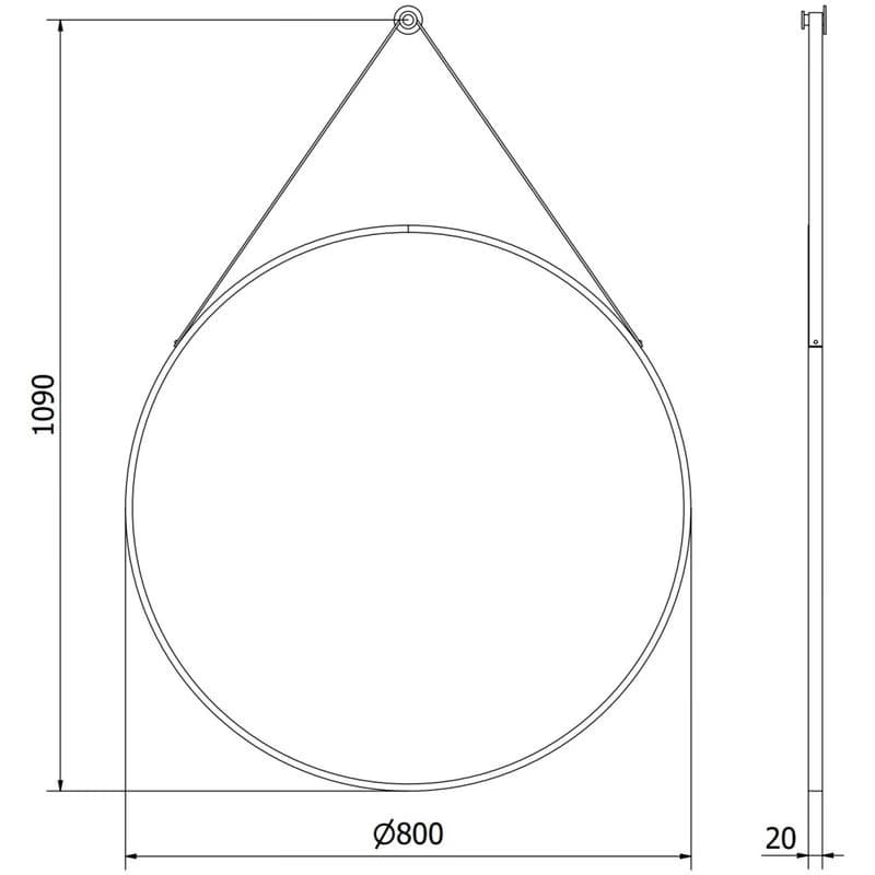 MEXEN - String zrkadlo 80, čierny rám 9854-080-080-000-70 6