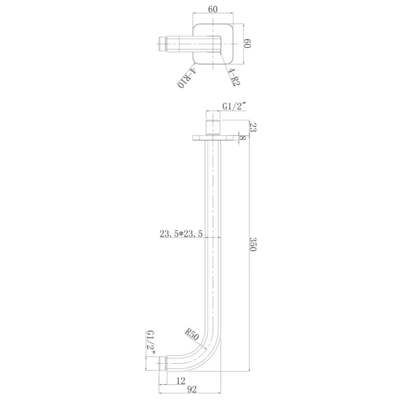 OMNIRES - nástenné sprchové rameno, 35 cm grafit /GR/ RA15GR 2