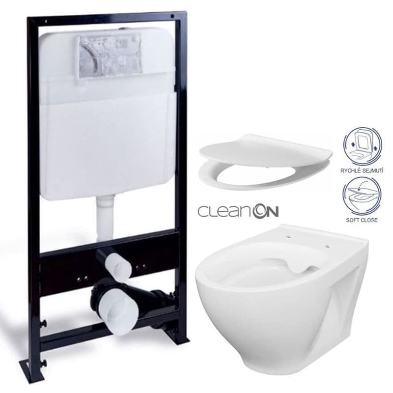 PRIM predstenový inštalačný systém bez tlačidla + WC CERSANIT CLEANON MODUO + SEDADLO PRIM_20/0026 X MO1
