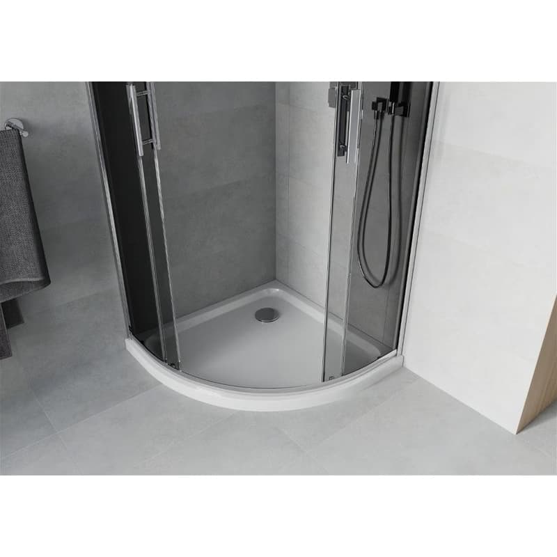 MEXEN/S - Rio štvrťkruhový sprchovací kút 80 x 80, grafit, chróm + vanička so sifónom Flat, biela 863-080-080-01-40-4110 5