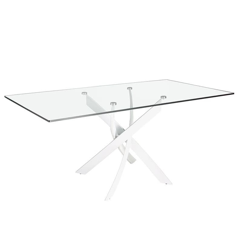 Estila Luxusný moderný sklenený obdĺžnikový jedálenský stôl Urbano s bielymi prekríženými nožičkami 140 cm / 150 cm / 160 cm / 180 cm 1