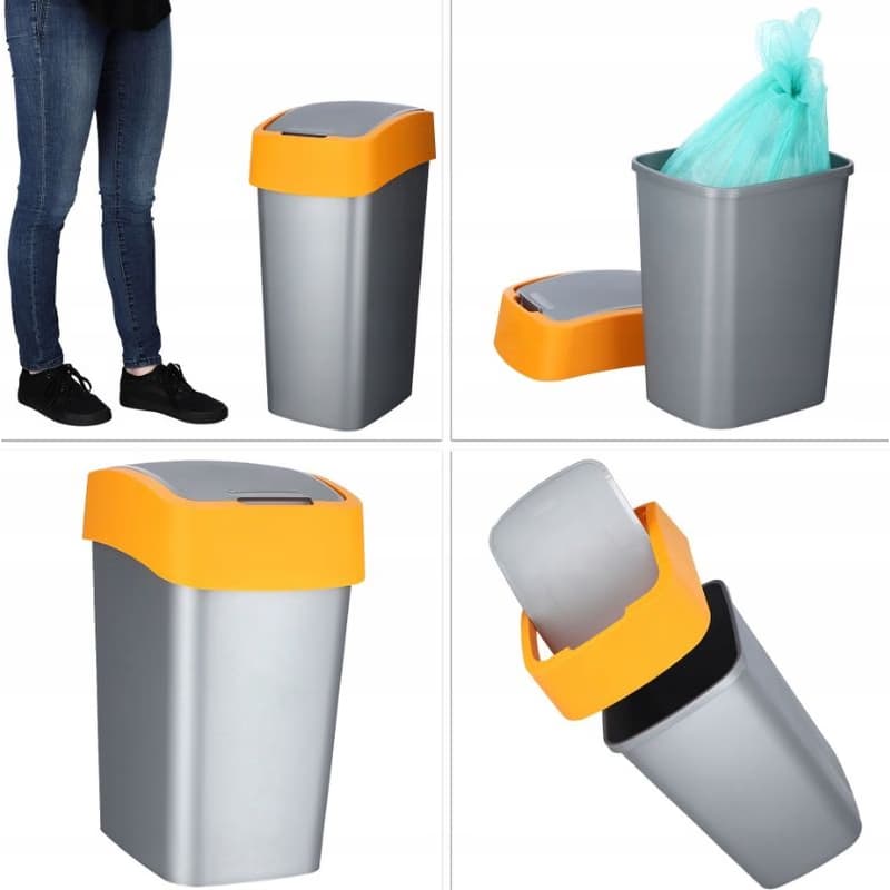 CURVER Odpadkový kôš FLIP BIN 45l | strieborná / žltá 4