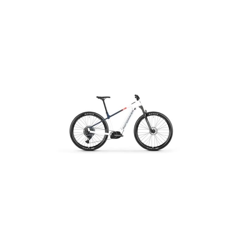 Horský elektrobicykel MONDRAKER Prime, crystal white midnight blue flame red 1