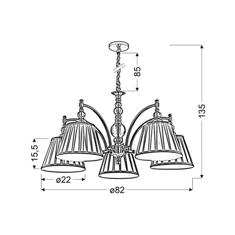Závesná lampa patinovaná nastaviteľná reťaz 5x40W E14 Austin 3