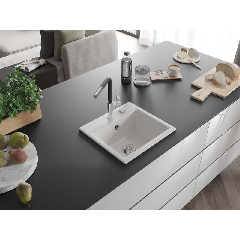 MEXEN/S MEXEN/S - Milo granitový drez 1-miska vrátane batérie Flora, biela 6505-20-670401-07 2