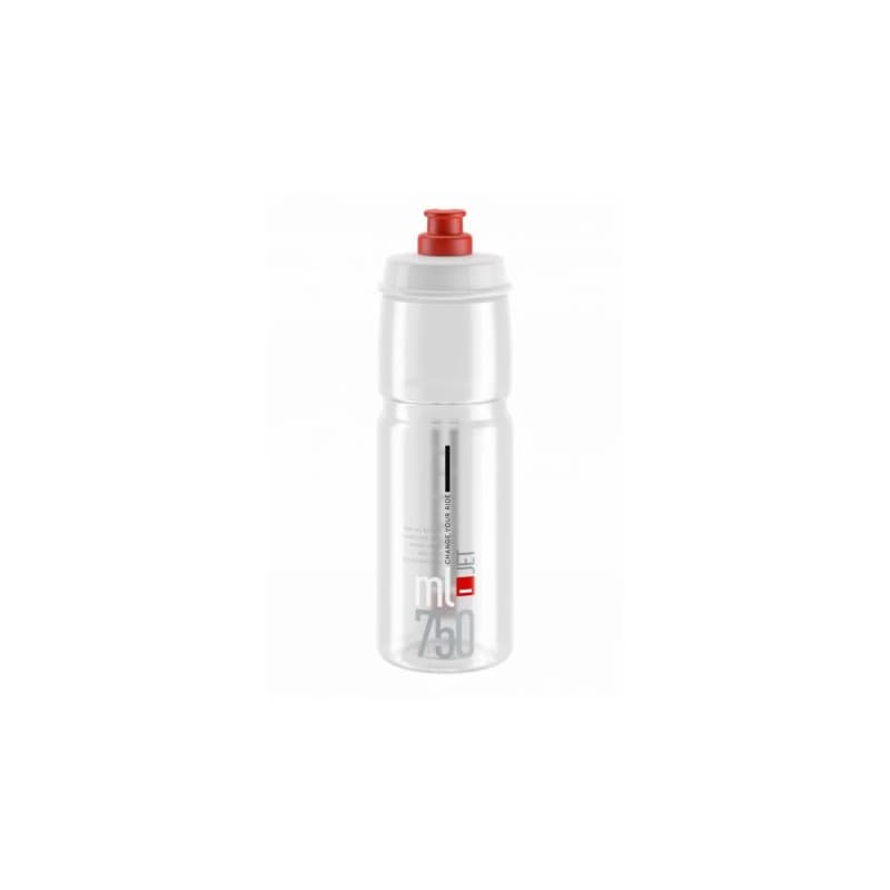 Fľaša na bicykel ELITE Fľaša JET transparentná červené logo 750 ml 1