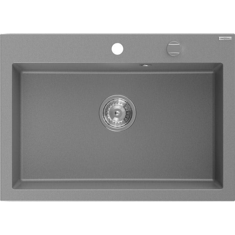 MEXEN MEXEN - Elix granitový drez 1-miska 700 x 500 mm, sivý, sifón chróm 6526701005-71