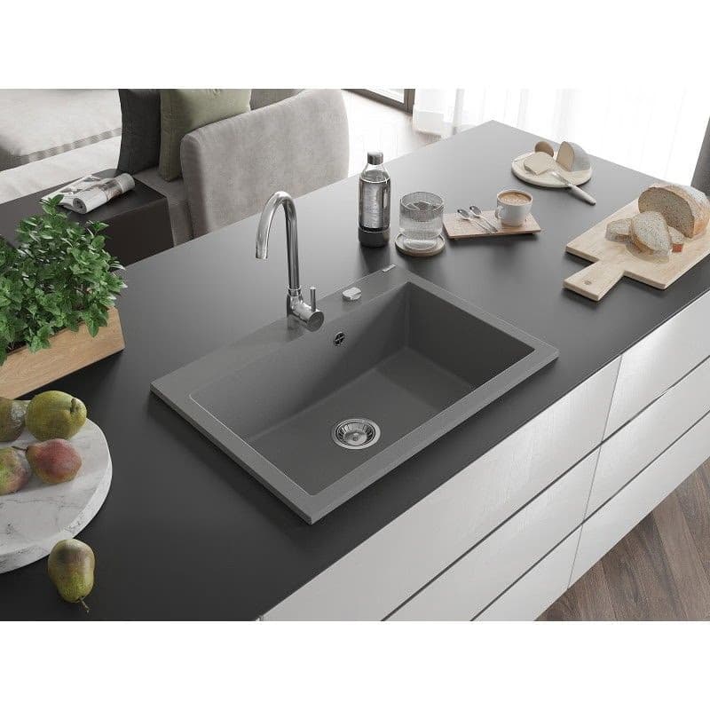 MEXEN MEXEN - Elix granitový drez 1-miska 700 x 500 mm, sivý, sifón chróm 6526701005-71 2