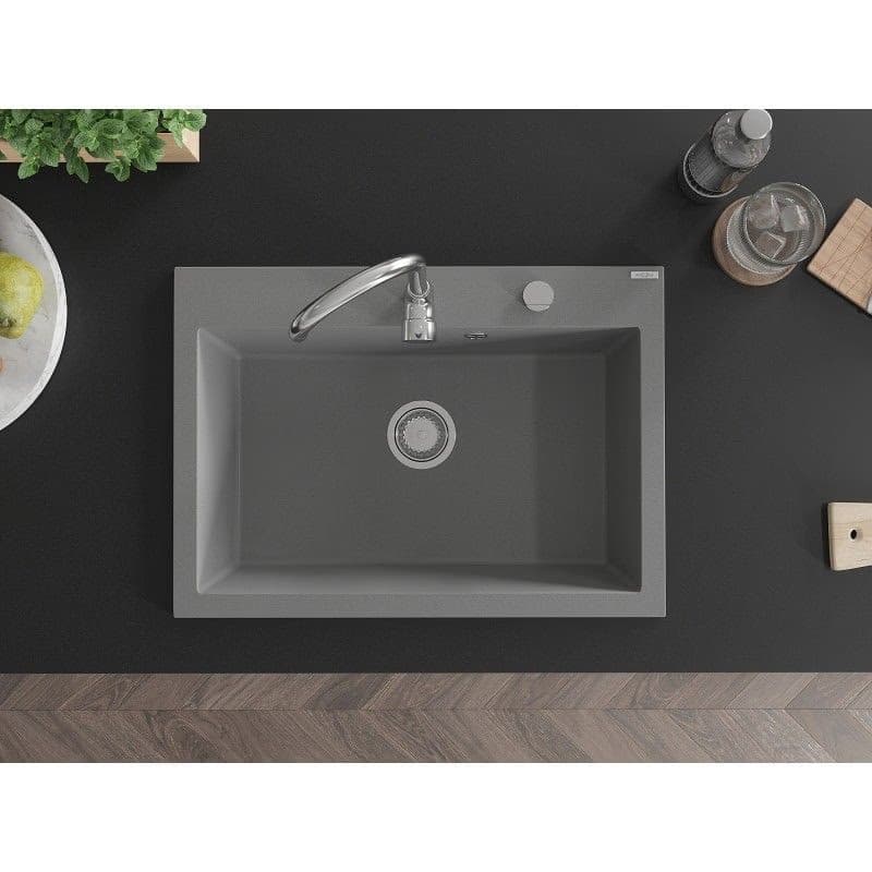 MEXEN MEXEN - Elix granitový drez 1-miska 700 x 500 mm, sivý, sifón chróm 6526701005-71 3