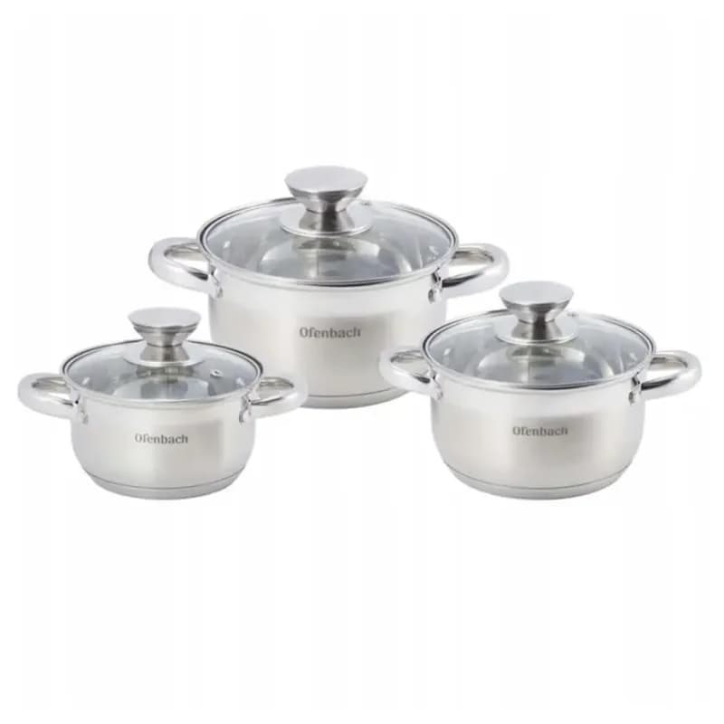 Komplet hrncov 6 ks (1,1 l, 1,7 l, 2,4 l) 1
