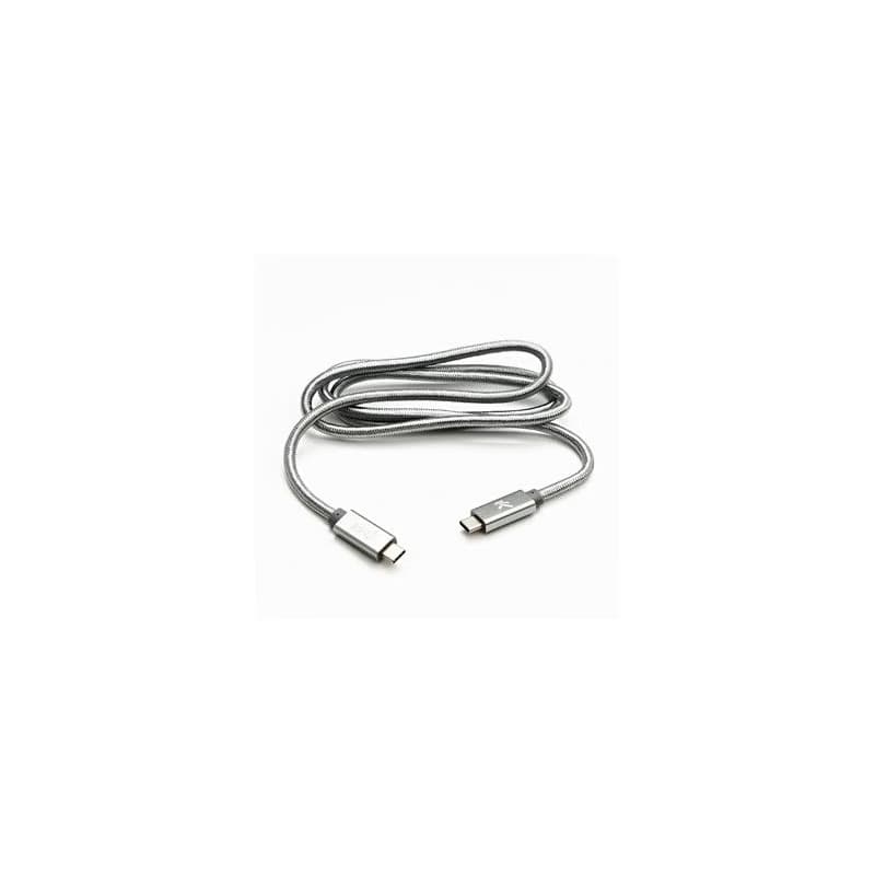 Logo USB kábel (3.2 gen 2), USB C samec - USB C samec, 1m, Power Delivery 100W, 10 Gb/s, 20V/5A, striebra, box, nylonové opleten 2