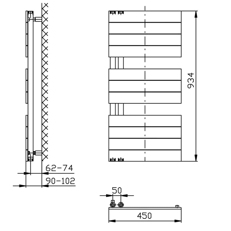 AQUALINE - MILI vykurovacie teleso 450x934 biela DC600T 5