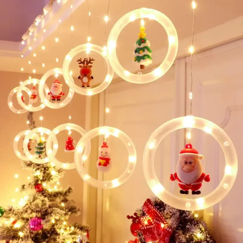 Svetelný LED záves kruhy 100l 10 ks vonkajšie Transf+program