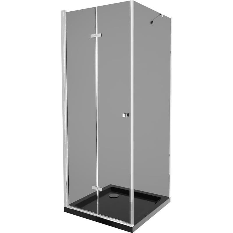 MEXEN/S - Lima sprchovací kút 90x90, grafit, chróm + čierna vanička so sifónom 856-090-090-01-40-4070