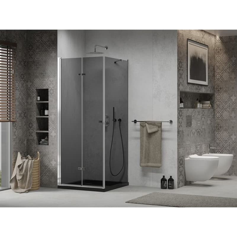 MEXEN/S - Lima sprchovací kút 90x90, grafit, chróm + čierna vanička so sifónom 856-090-090-01-40-4070 2