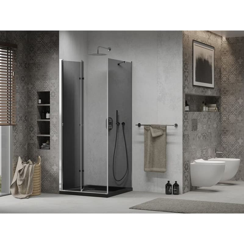 MEXEN/S - Lima sprchovací kút 90x90, grafit, chróm + čierna vanička so sifónom 856-090-090-01-40-4070 3