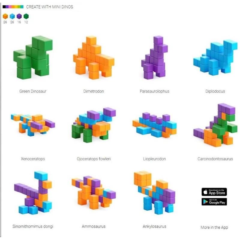 PIXIO Mini Dinos magnetická stavebnica 3