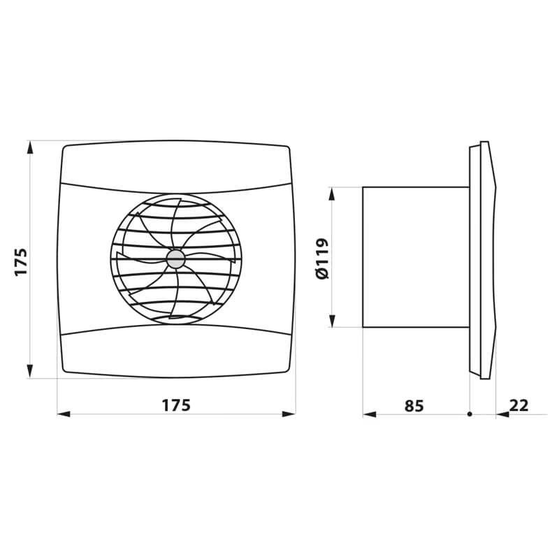 CATA - UC-12 TH kúpeľňový ventilátor axiálny s automatom, 12W, potrubie 120, biela 01300200 2
