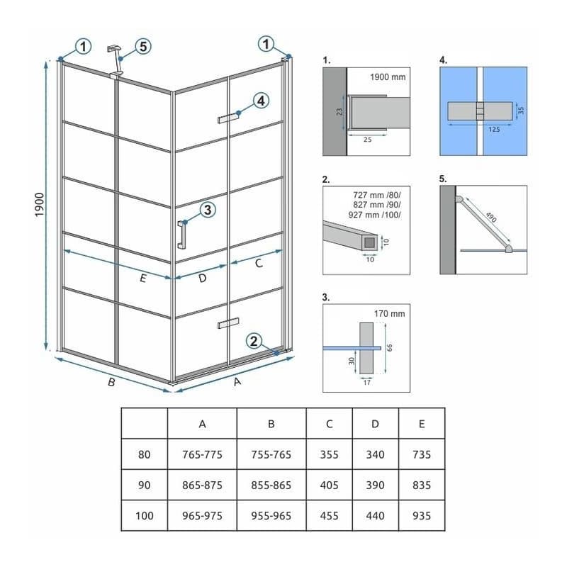 REA/S - Sprchovací kút MOLIER 80x80 KPL-K8537 4