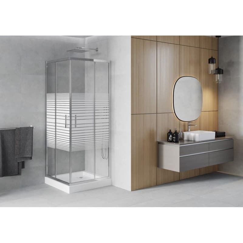 MEXEN/S - Rio štvorcový sprchovací kút 80 x 80, dekor, chróm + vanička Rio 860-080-080-01-20-4510 2