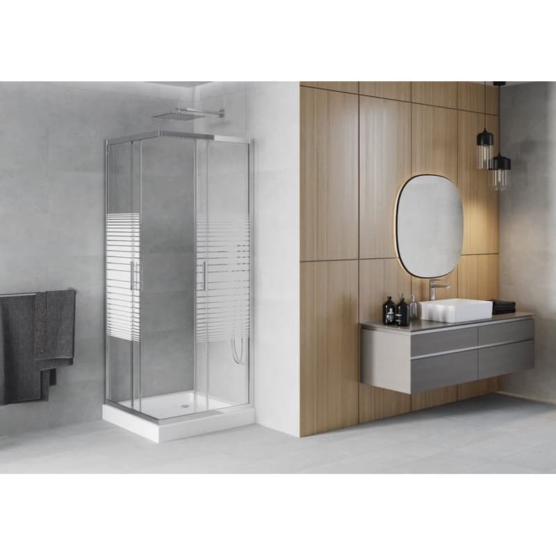 MEXEN/S - Rio štvorcový sprchovací kút 80 x 80, dekor, chróm + vanička Rio 860-080-080-01-20-4510 3